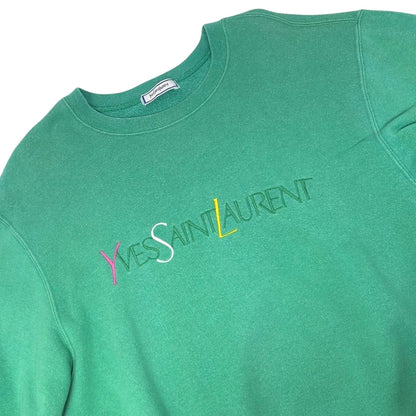 Yves Saint Laurent Vintage Logo Long Sleeve Sweatshirt Top #M  Green 902898