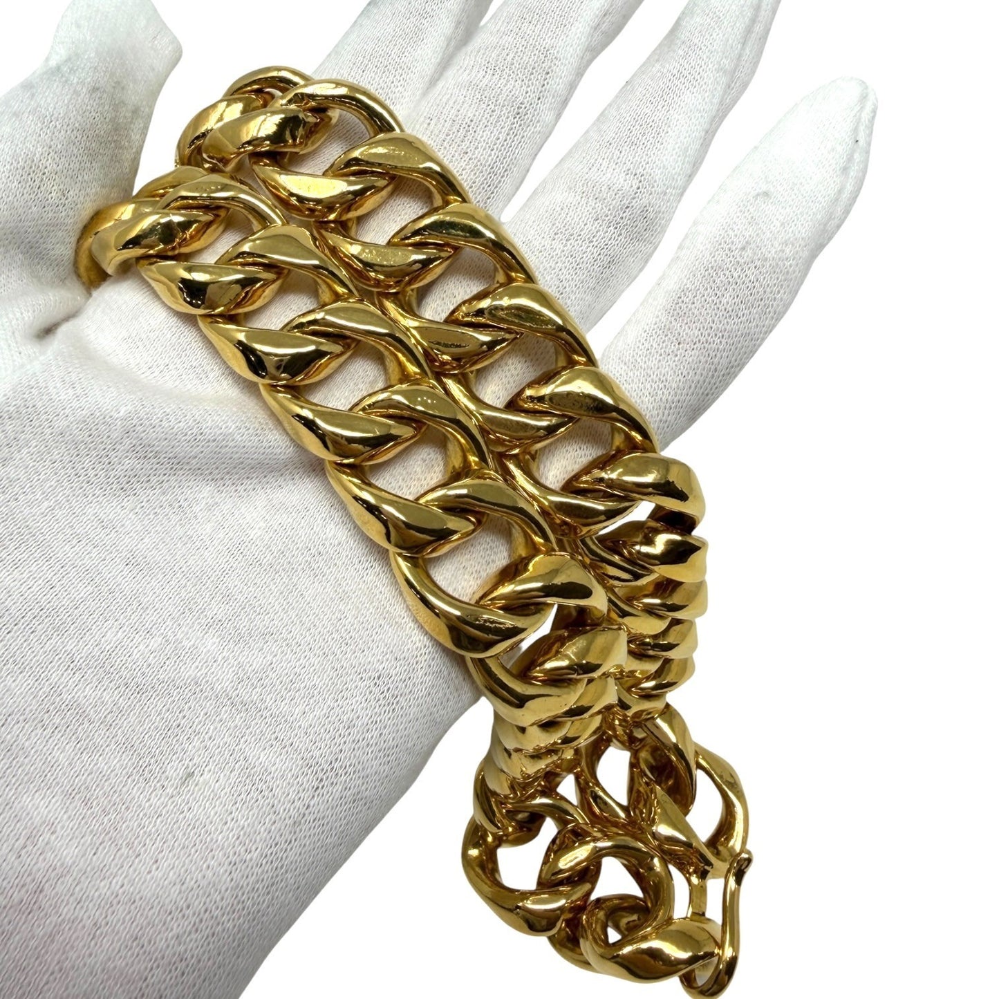 CHANEL Vintage 93P CC Logo Chain Waist Belt Accessory Gold Metal 902396
