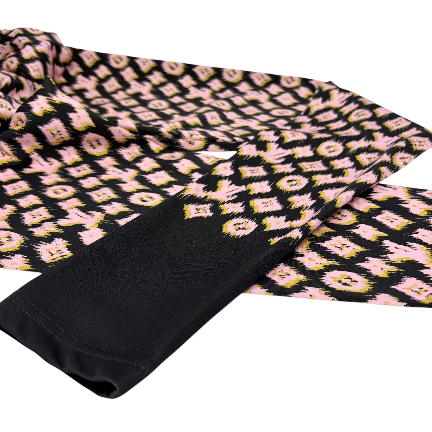 LOUIS VUITTON Vintage LV Monogram Logo Leggings Pants #36 Pink Black Nylon