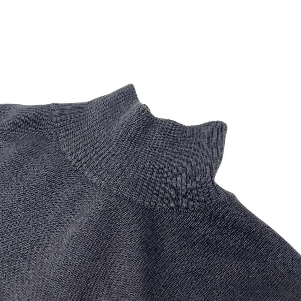 CHANEL Vintage CC Logo Turtleneck Sweater Top #36 Gray Gold Button Wool RankAB+