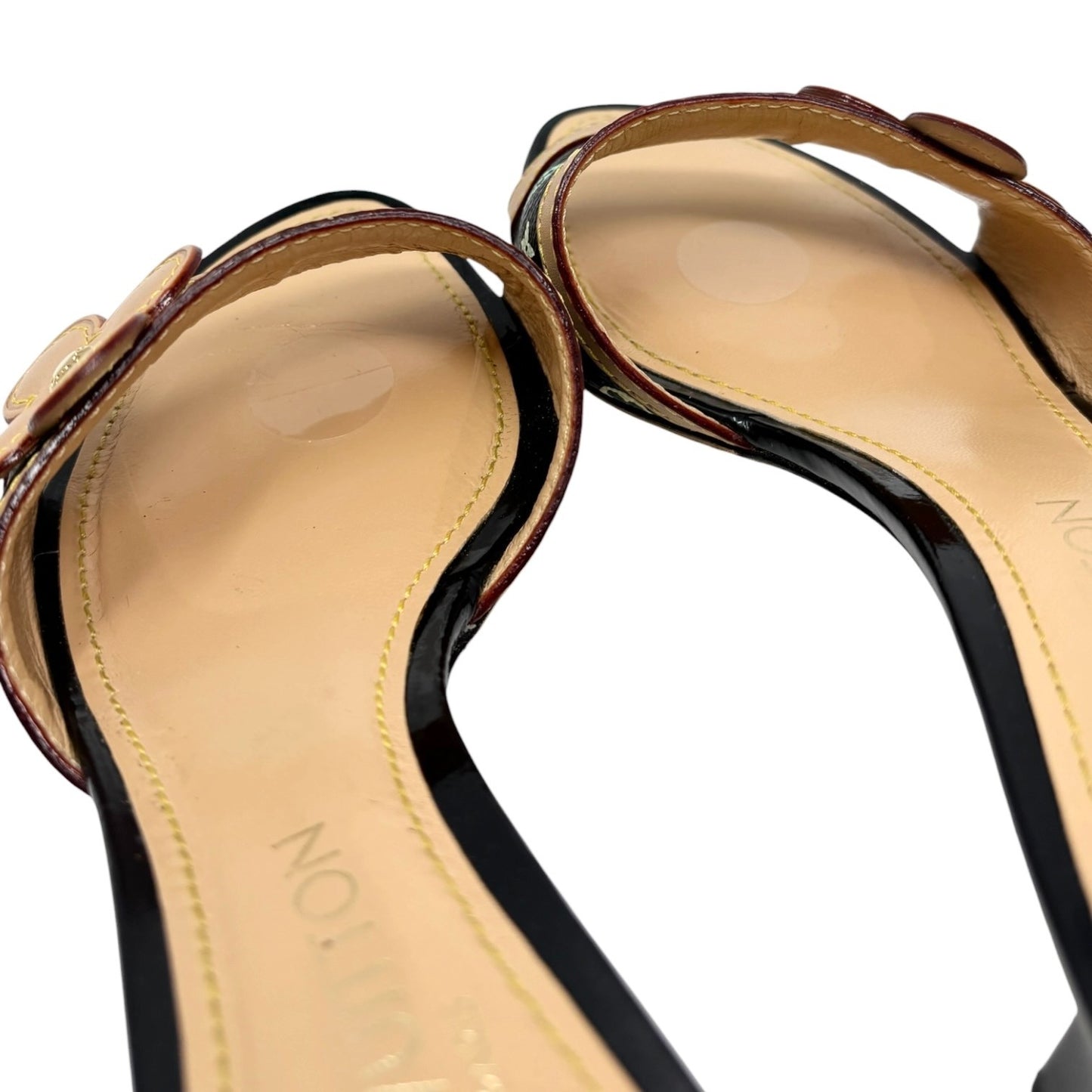 LOUIS VUITTON Vintage Monogram Multicolor Flower Sandals #38 Black 902406
