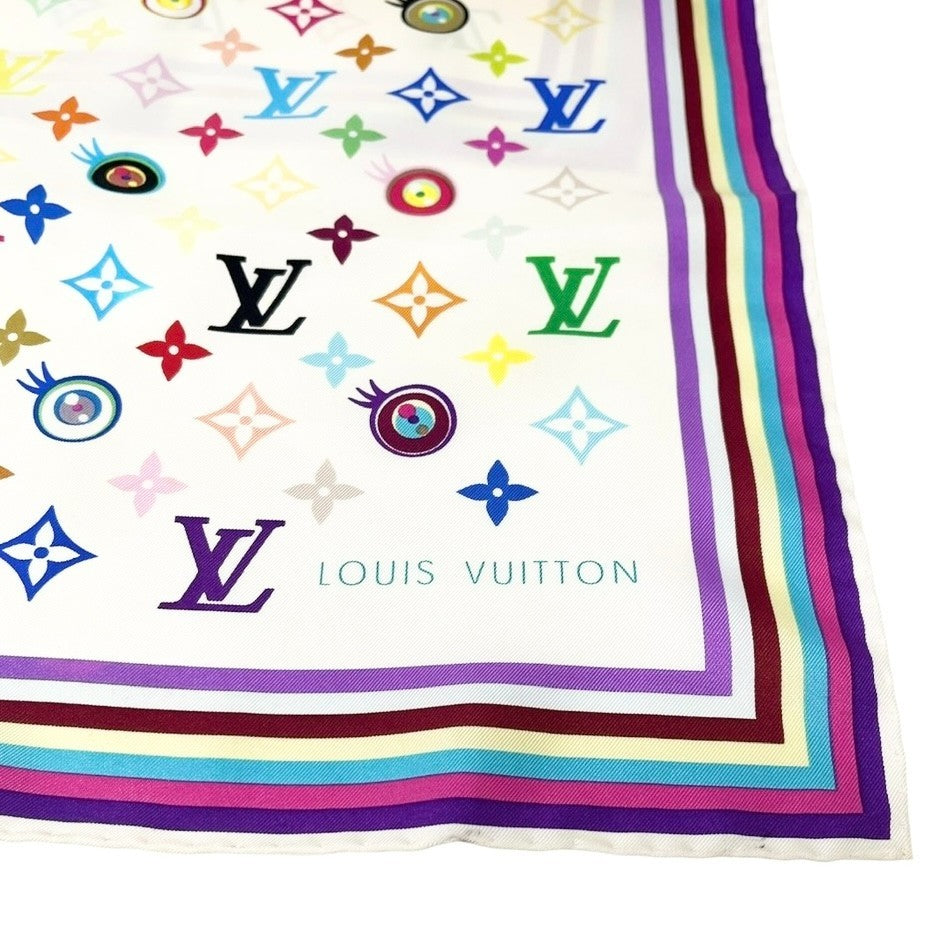 LOUIS VUITTON Vintage LV Eye Love Monogram Logo Multicolor Scarf Wrap Shawl