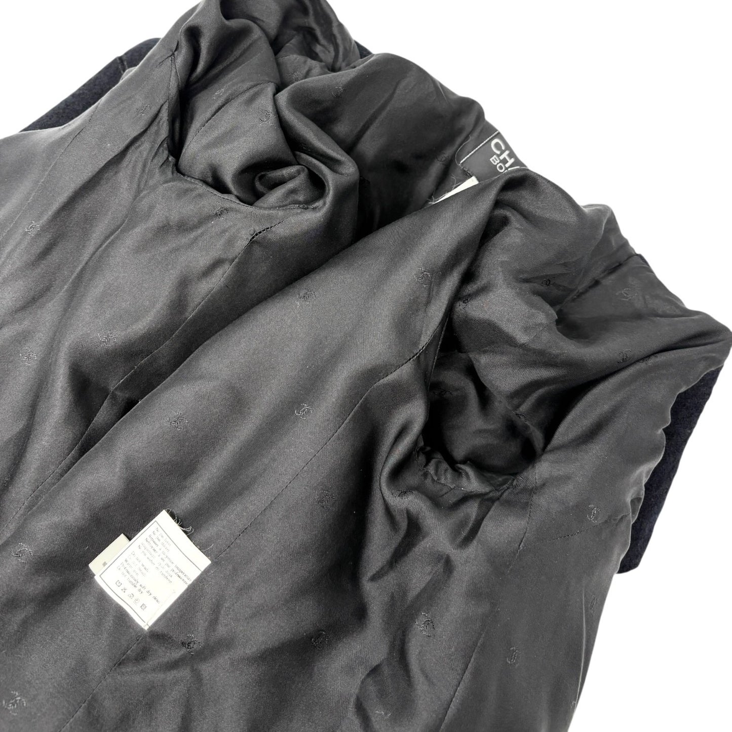 CHANEL Vintage 95A CC Mark Logo Jacket #38 Mohair Wool Black Gold Button
