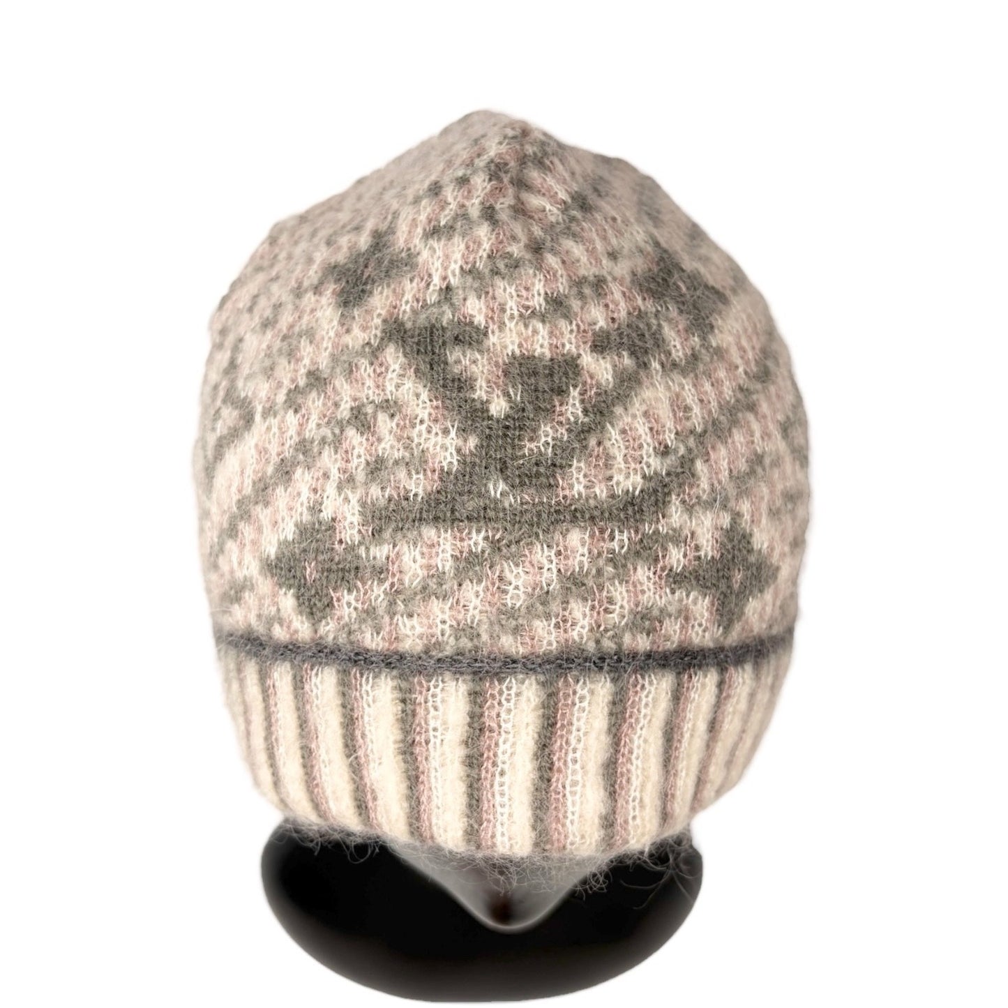 LOUIS VUITTON Vintage Knit Cap Beanie Hat Mohair Wool Gray Multicolor LV Logo
