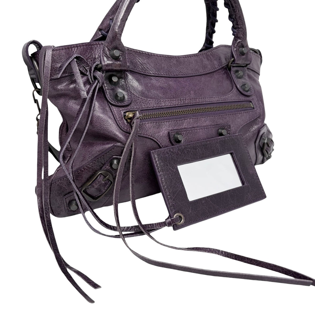 Balenciaga Vintage Classic City Mirror 2way Shoulder Leather Bag Purple 902462