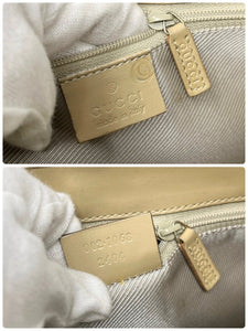 GUCCI Vintage Micro GG Monogram Jackie Mini Bag Beige Gold Leather Rank AB
