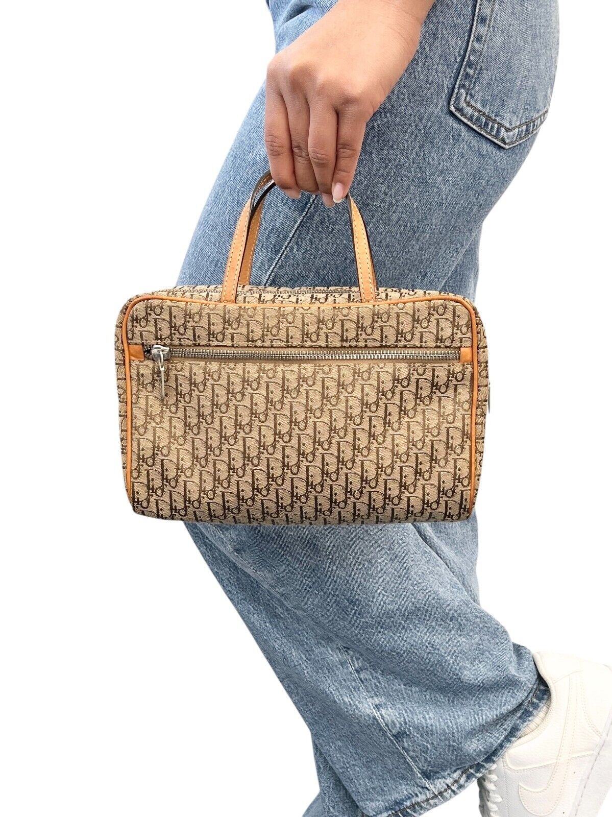 Christian Dior Vintage Trotter Monogram Logo Mini Bag Handbag Brown Canvas