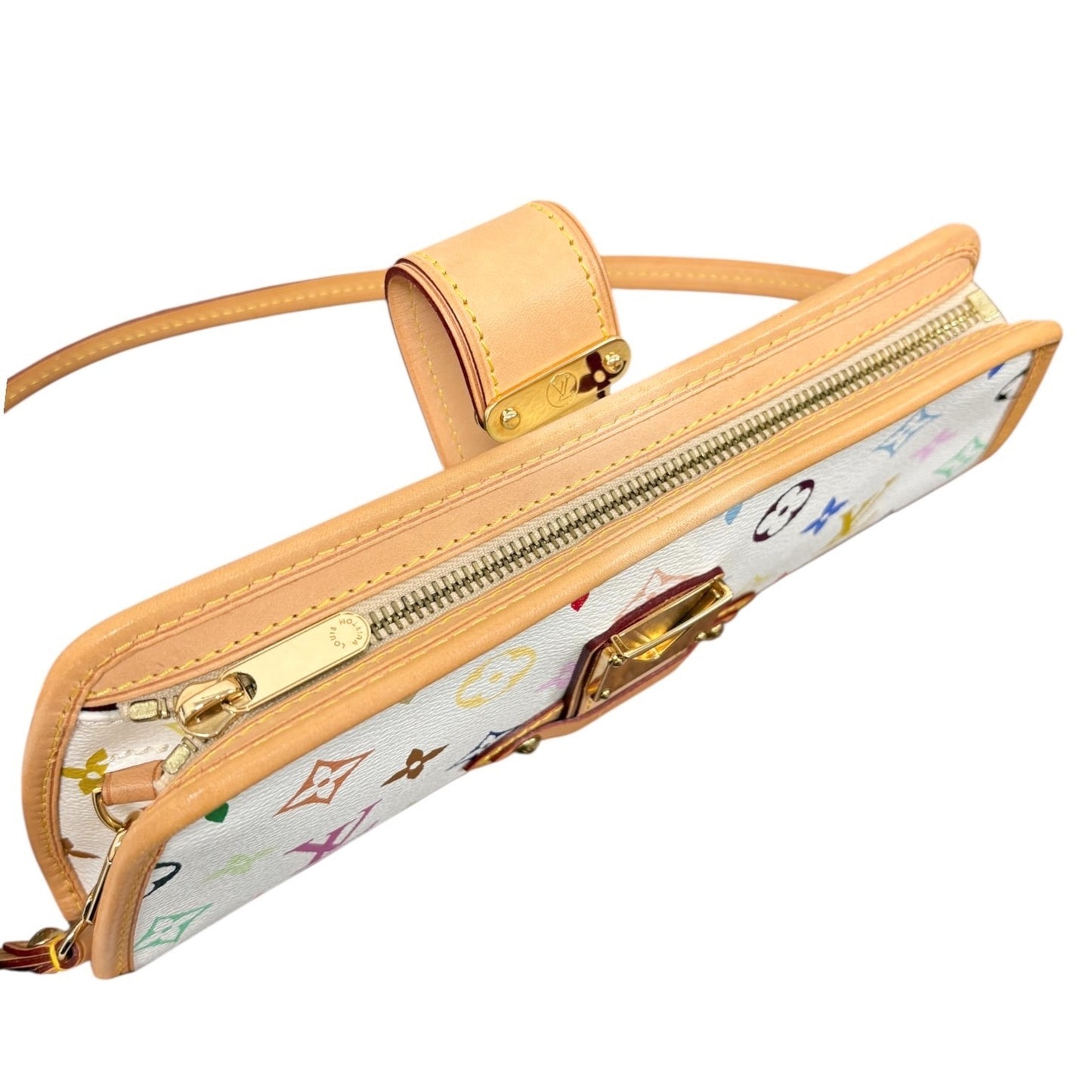 LOUIS VUITTON Vintage Monogram Multicolor Shirley Shoulder Bag White Leather