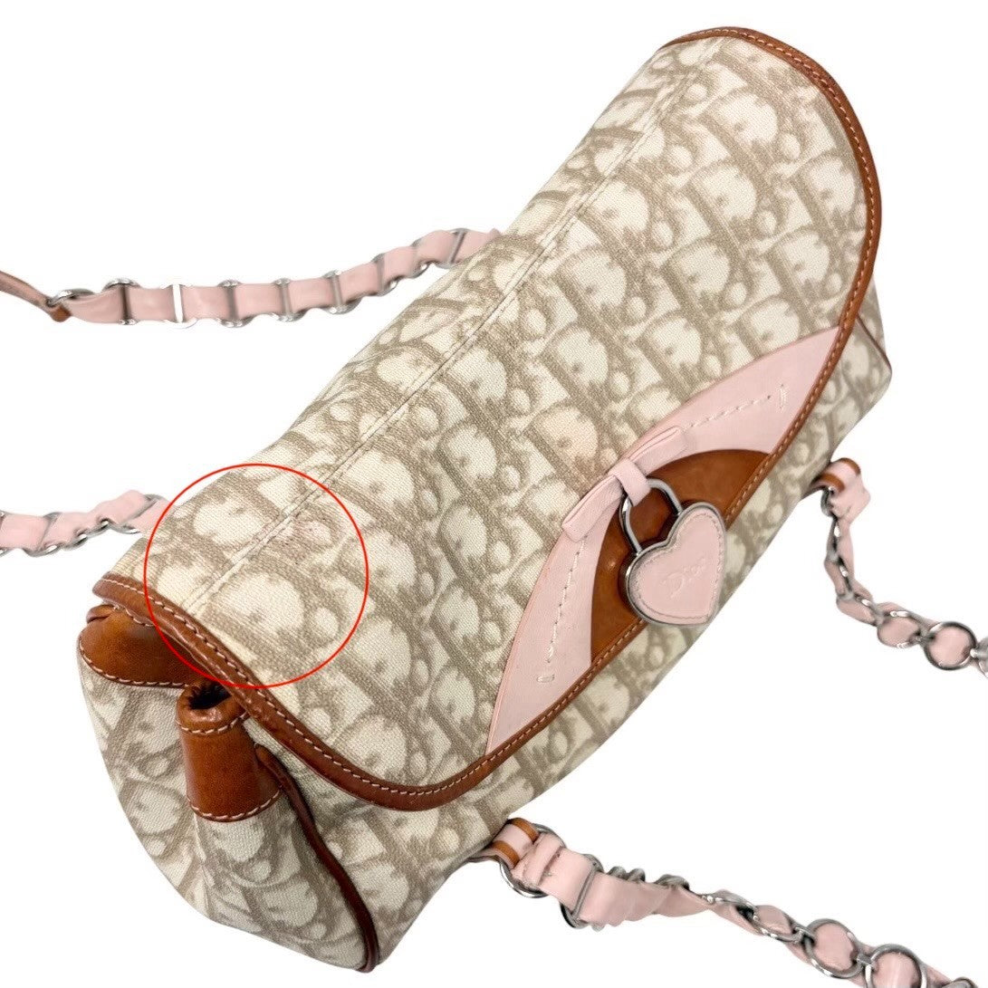 Christian Dior Vintage Trotter Monogram Romantique Shoulder Bag Beige 902306