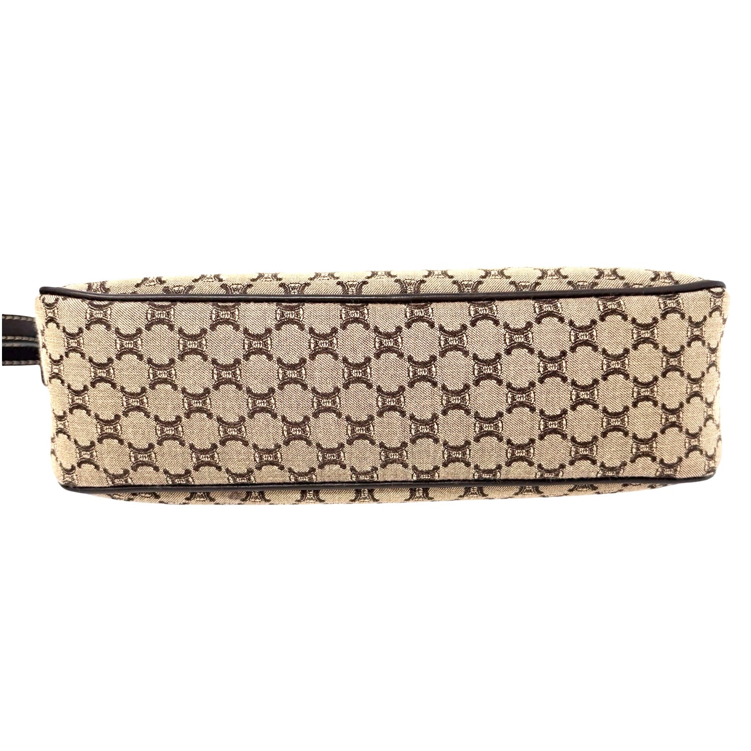 CELINE Vintage Macadam Monogram Shoulder Mini Bag Pochette Brown Canvas Leather