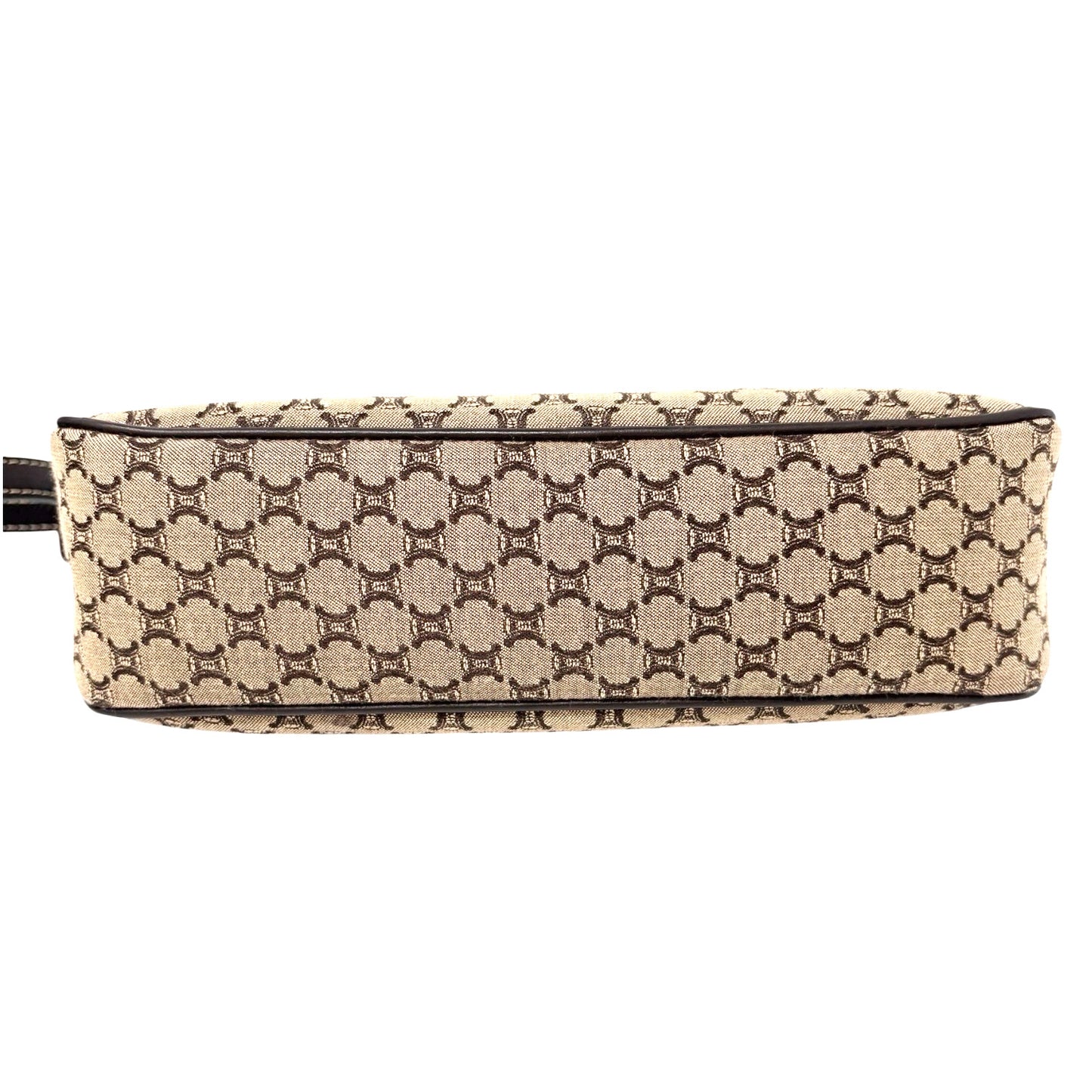 CELINE Vintage Macadam Monogram Shoulder Mini Bag Pochette Brown Canvas Leather