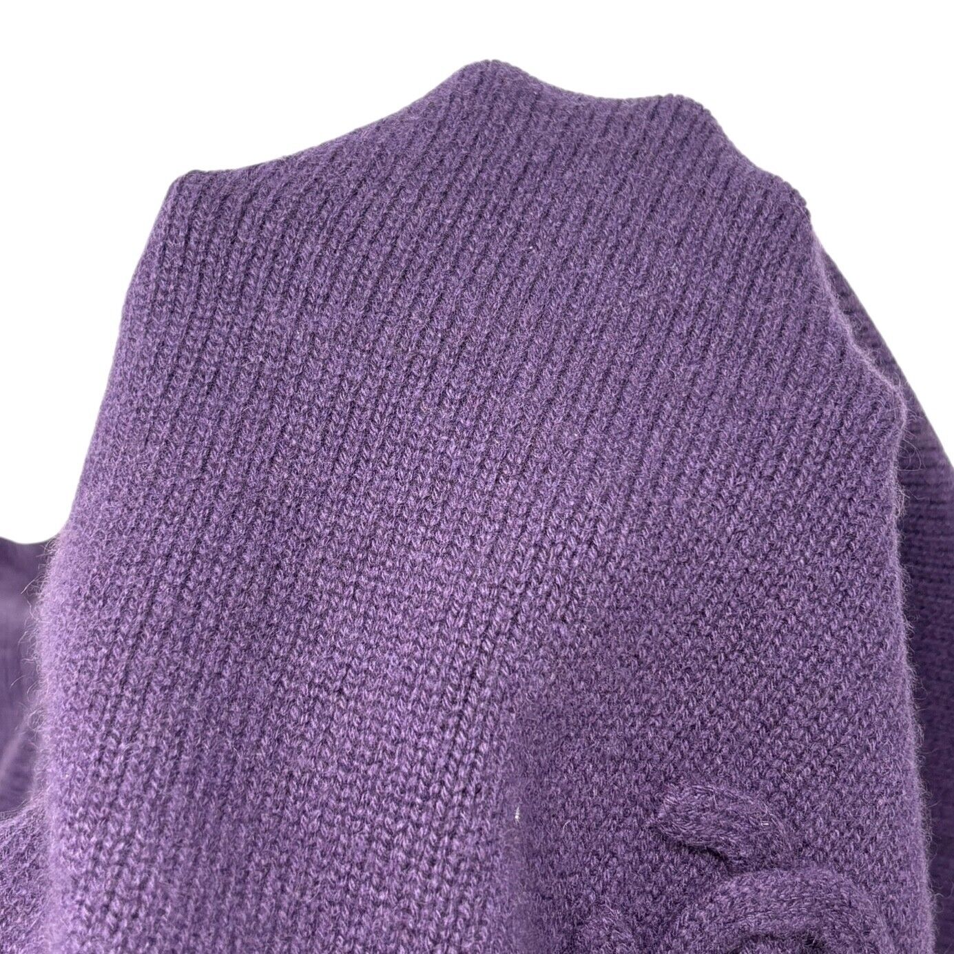 CHANEL Vintage P44576 CC Logo Sweater Top #34 Pullover Purple Cashmere