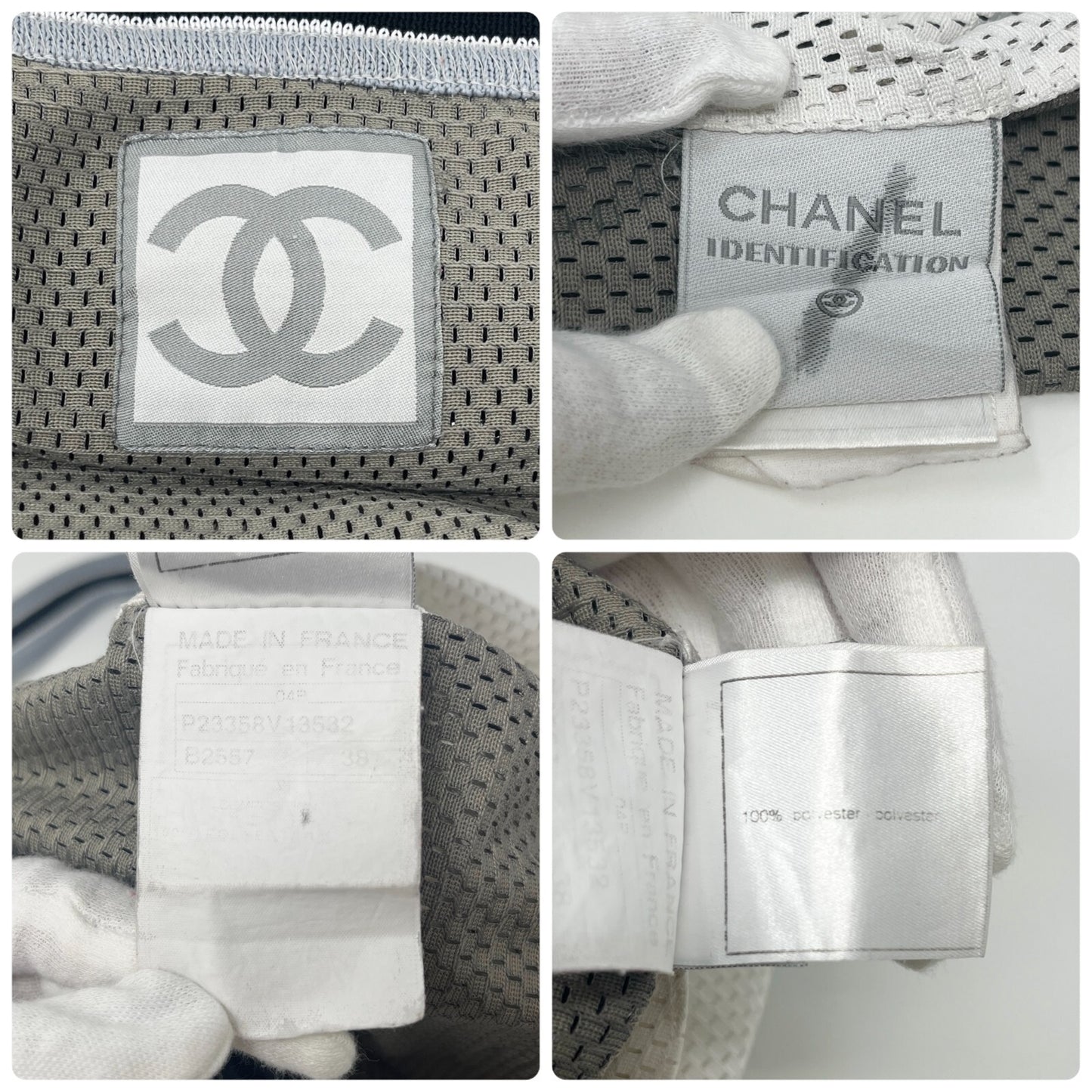 CHANEL Sport Vintage 04P CC Logo Halter Neck Mesh Top #38 No.5 Gray Rank AB