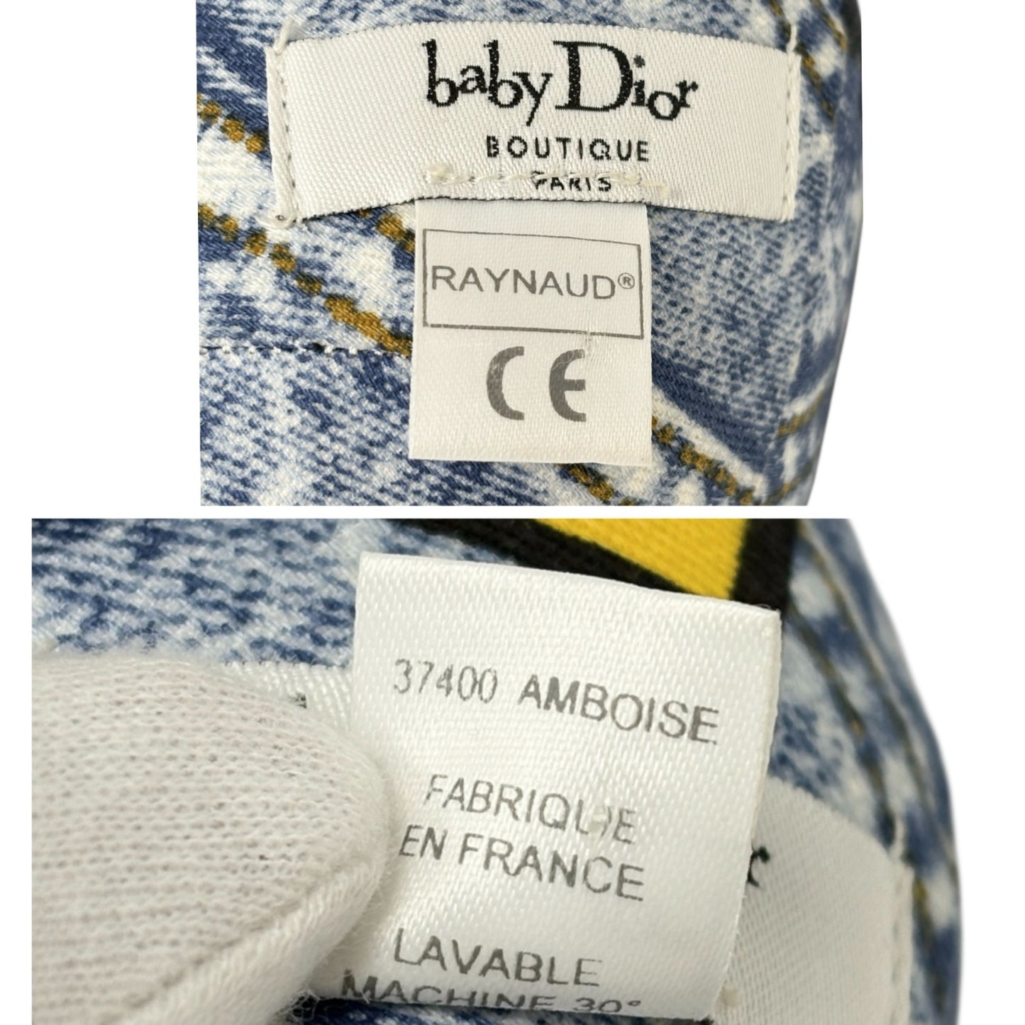Christian Dior Vintage Baby Dior Teddy Bear Plush Toy Blue Black Cotton