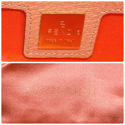 FENDI Vintage FF Logo Mamma Baguette Shoulder Bag Handbag Salmon Pink Leather
