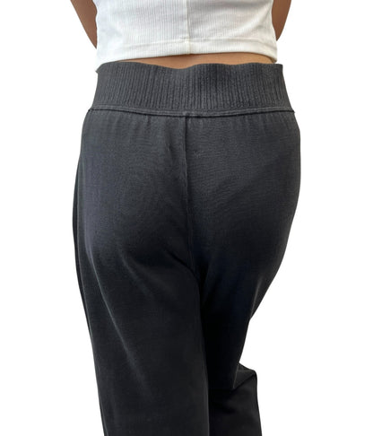 CHANEL Sport Vintage 03A CC Logo Wide Sweat Pants #42 Gray White Cotton 902069