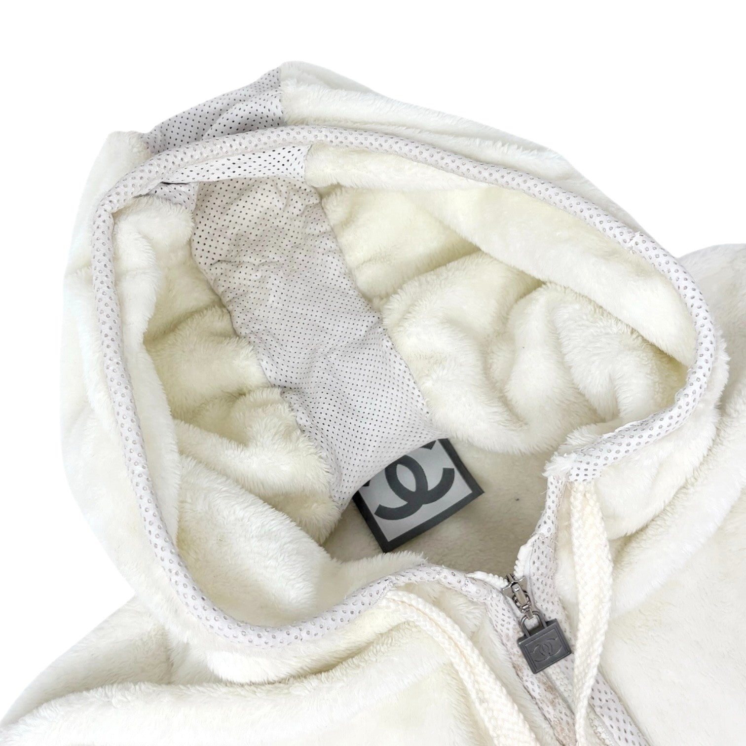 CHANEL Sport Vintage 09C CC Mark Logo Zip Hoddie Jacket #38 White Polyester