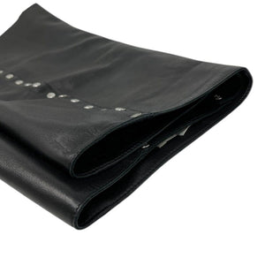 CELINE Vintage Macadam Logo Button Mini Skirt #38 Black Silver Leather