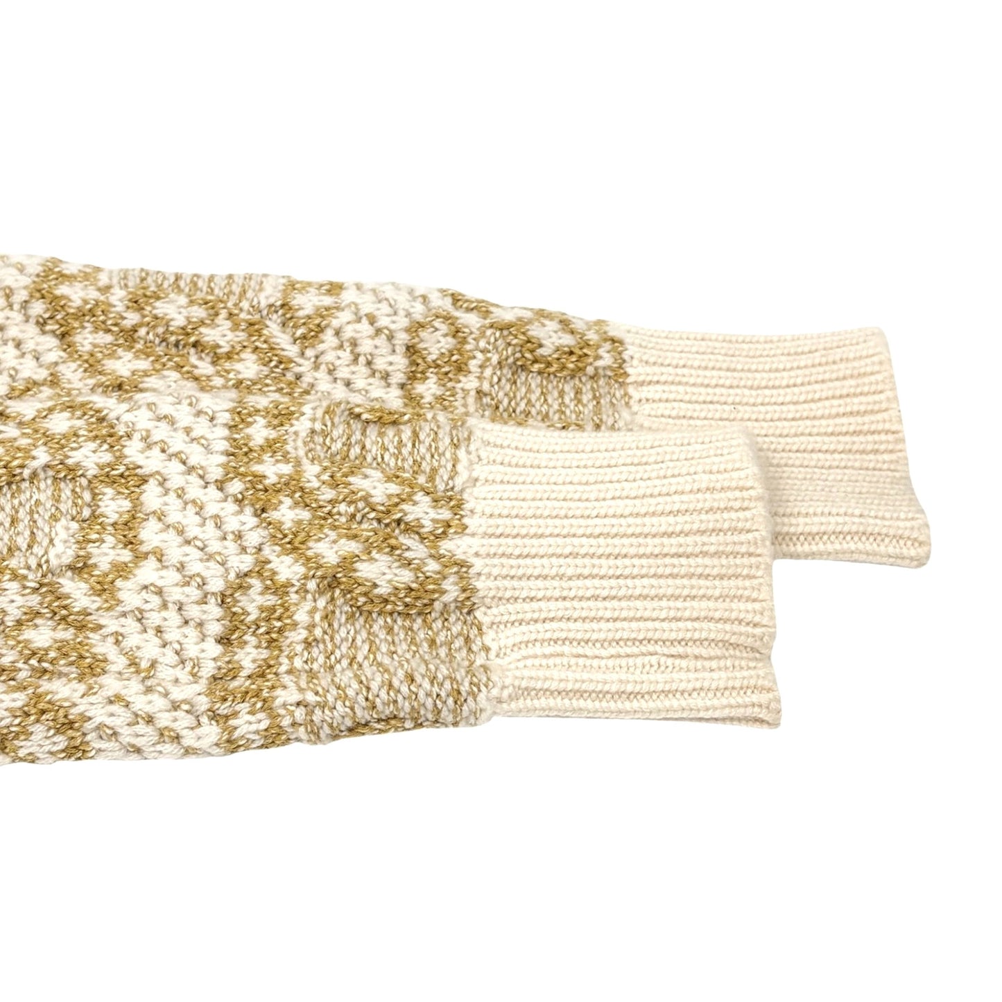 CHANEL P63133 CC Logo Cashmere Knit Sweater Top #34 Beige Cream Cotton