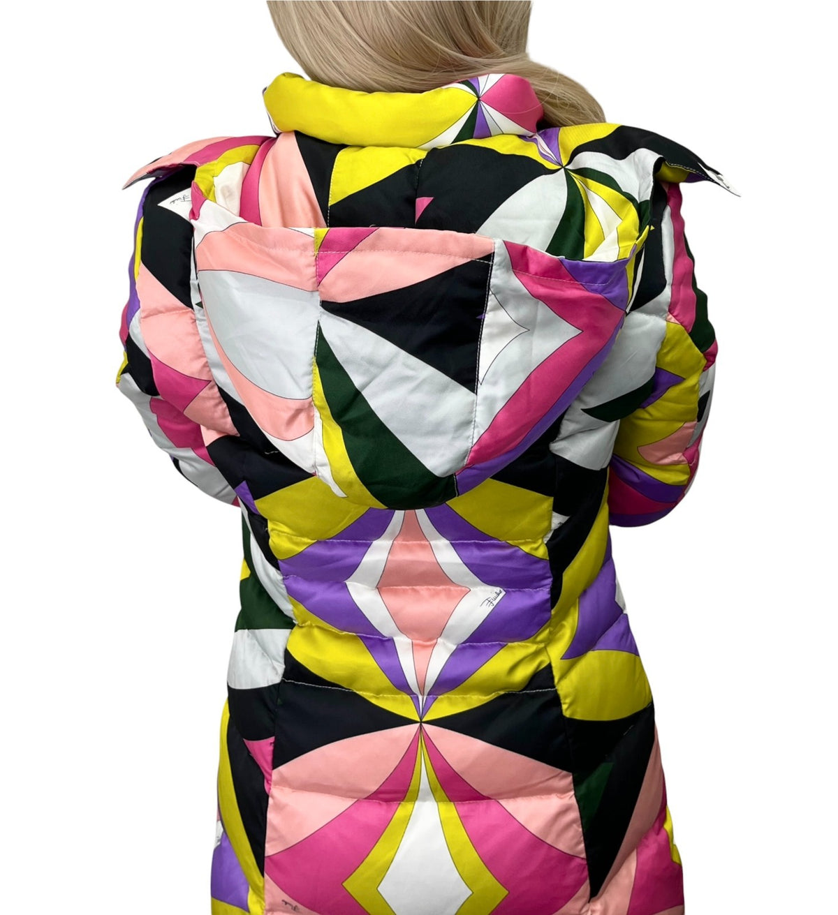 EMILIO PUCCI Vintage Geometric Print Puffer Jacket Coat #36 Multicolor 902812