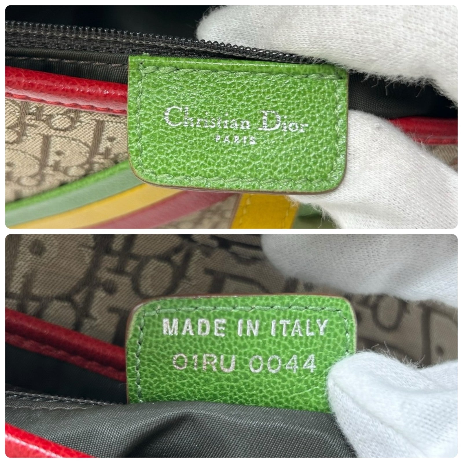 Christian Dior Vintage 2004 Trotter Monogram Logo Saddle Bag Rasta Brown PVC