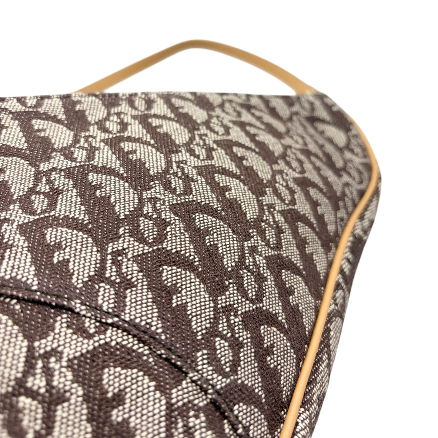 Christian Dior Vintage 2001 Trotter Monogram Mini Saddle Bag Brown Canvas Leathe