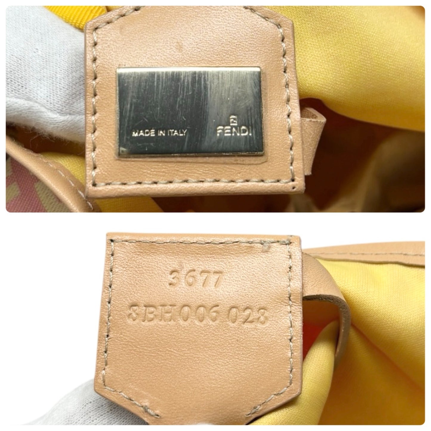 FENDI Vintage FF Logo Zucchino Tote Bag Pink Beige Canvas w/Pouch 901879