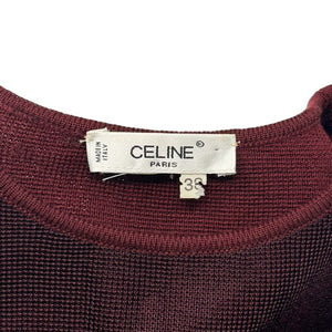 CELINE Vintage Logo Tank Top #38 Wine Red Sleeveless Top Nylon Pocket RankAB