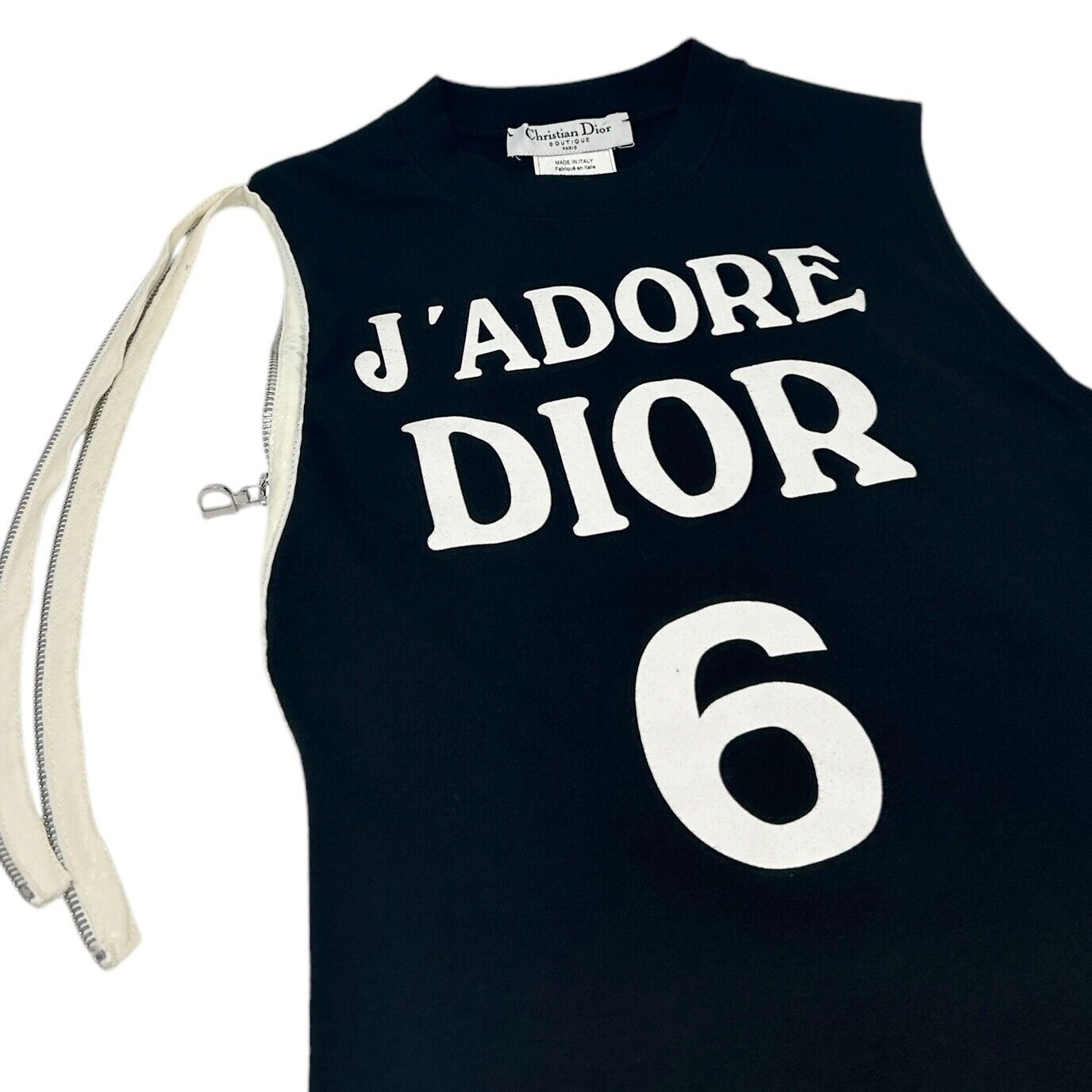 Christian Dior Vintage 2001 J'ADORE Logo Tank Top #40 Zip Black Cotton Rank AB