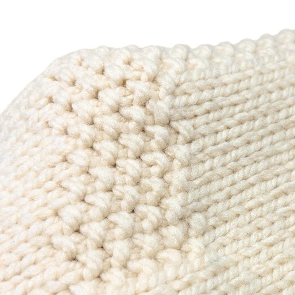 CHANEL Vintage CC Logo Knit Scarf Wrap Accessory Cream Wool Stitch