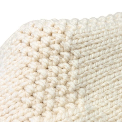 CHANEL Vintage CC Logo Knit Scarf Wrap Accessory Cream Wool Stitch