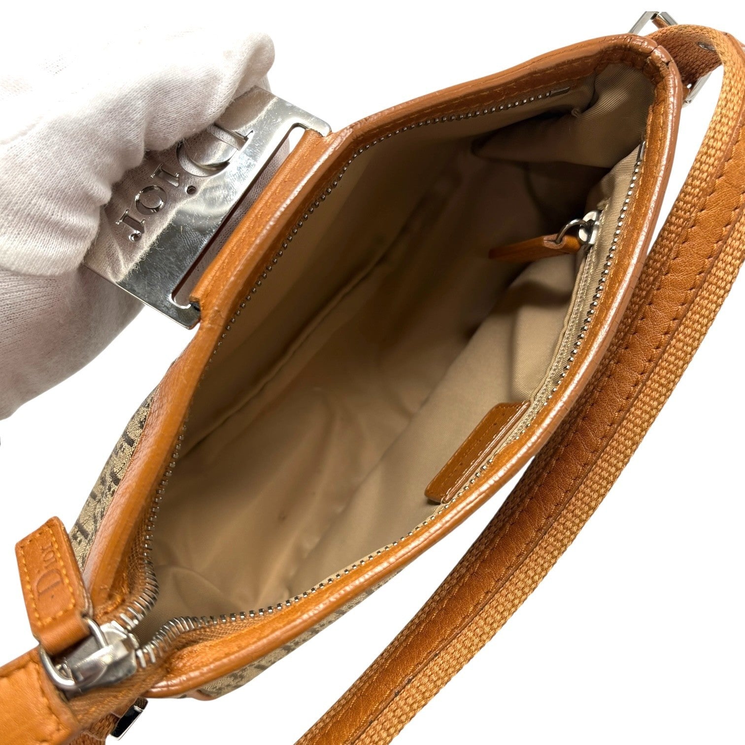 Christian Dior Vintage 2005 Trotter Monogram Street Chic Shoulder Bag Brown