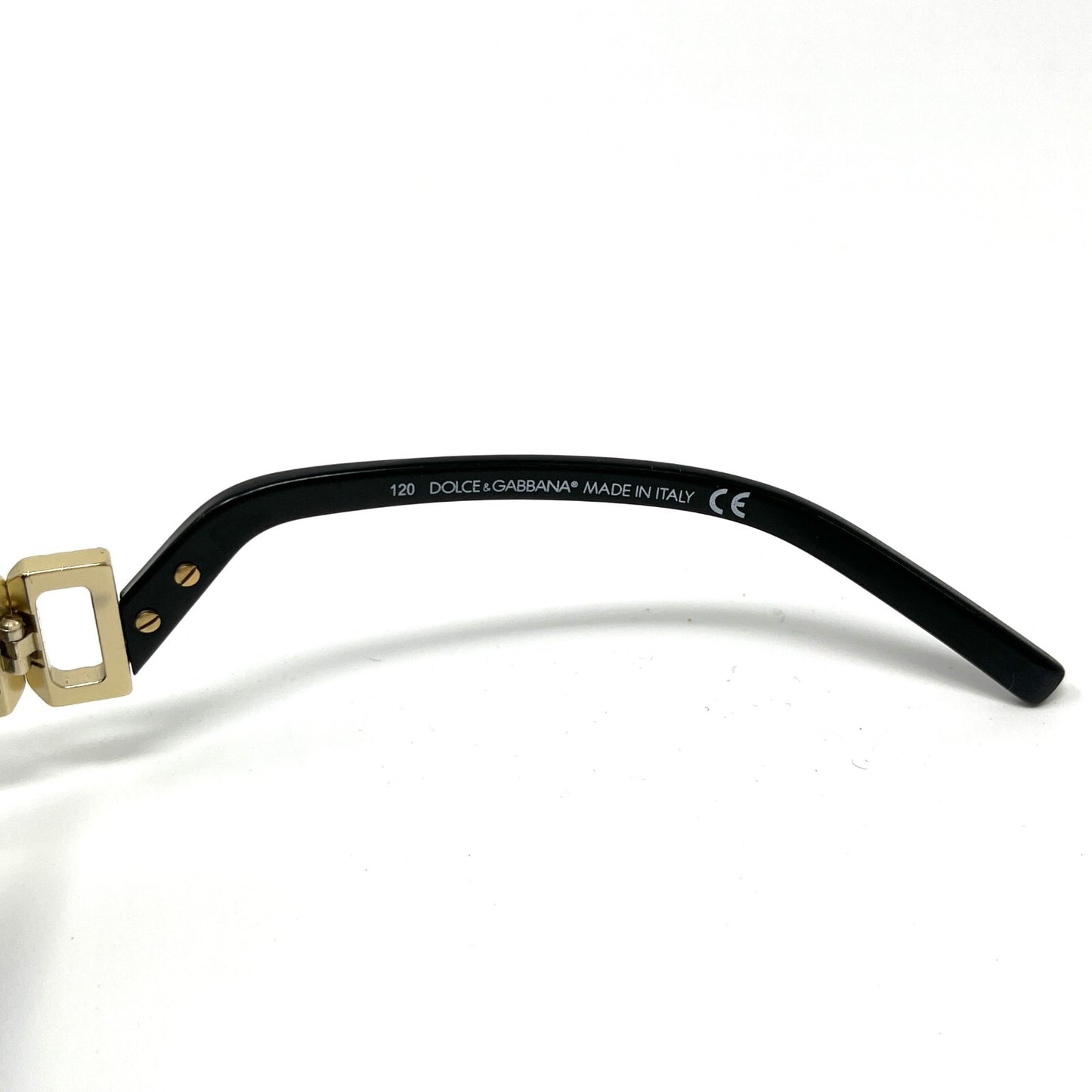 DOLCE&GABBANA Logo Sunglass Shades Accessory Rhinestone Black Glod RankA
