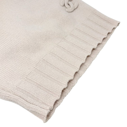 CHANEL Vintage P44576 CC Logo Cashmere Knit Sweater Top #34 Beige Ivory 901966