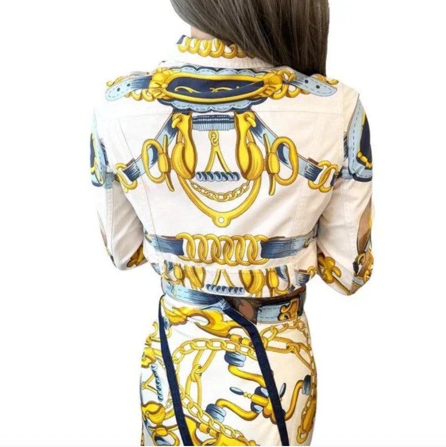 Christian Dior Vintage 2000 Spring Jacket Skirt Set #38 #40 Cream Gold Silk