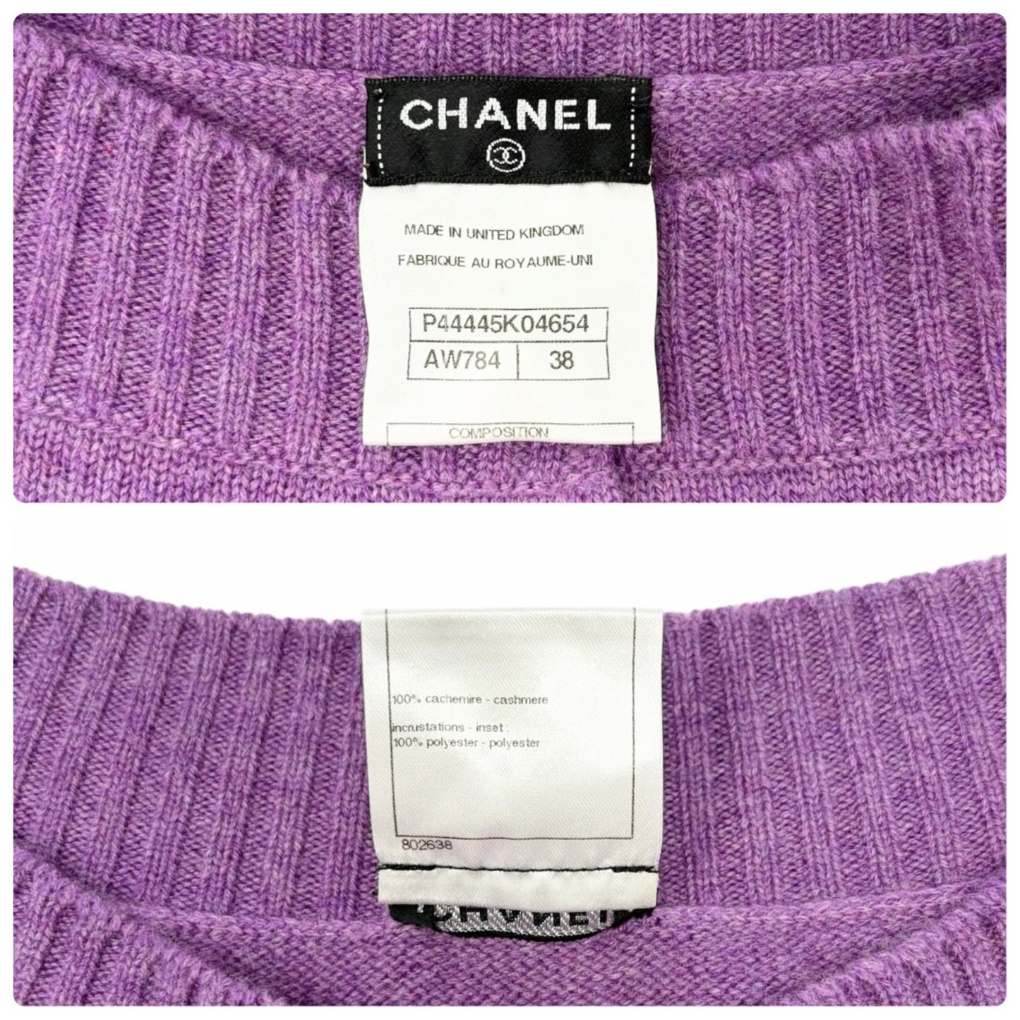 CHANEL Vintage CC Turnlock Sweater Dress #38 Cashmere Purple Silver 902247