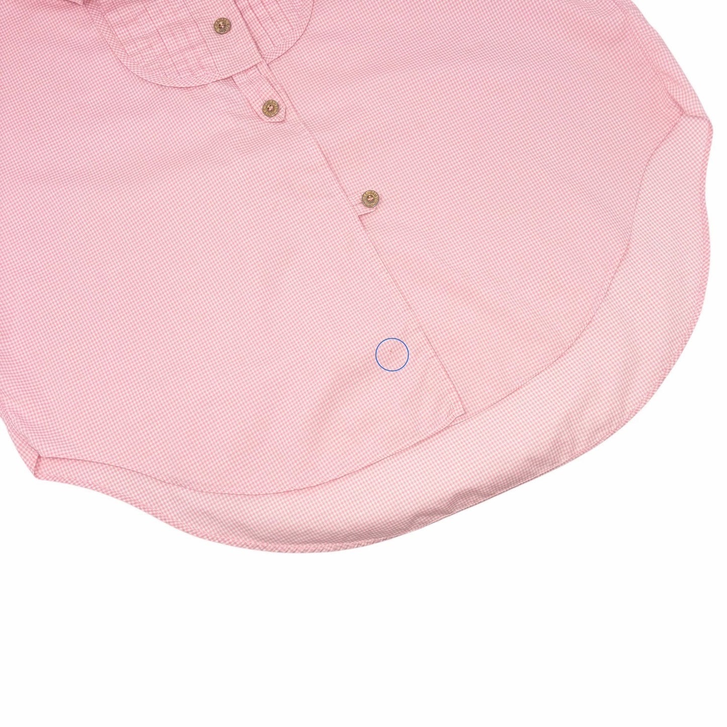 CHANEL Vintage CC Logo Gingham Check Button Up Shirt Top Pink  Cotton 901849