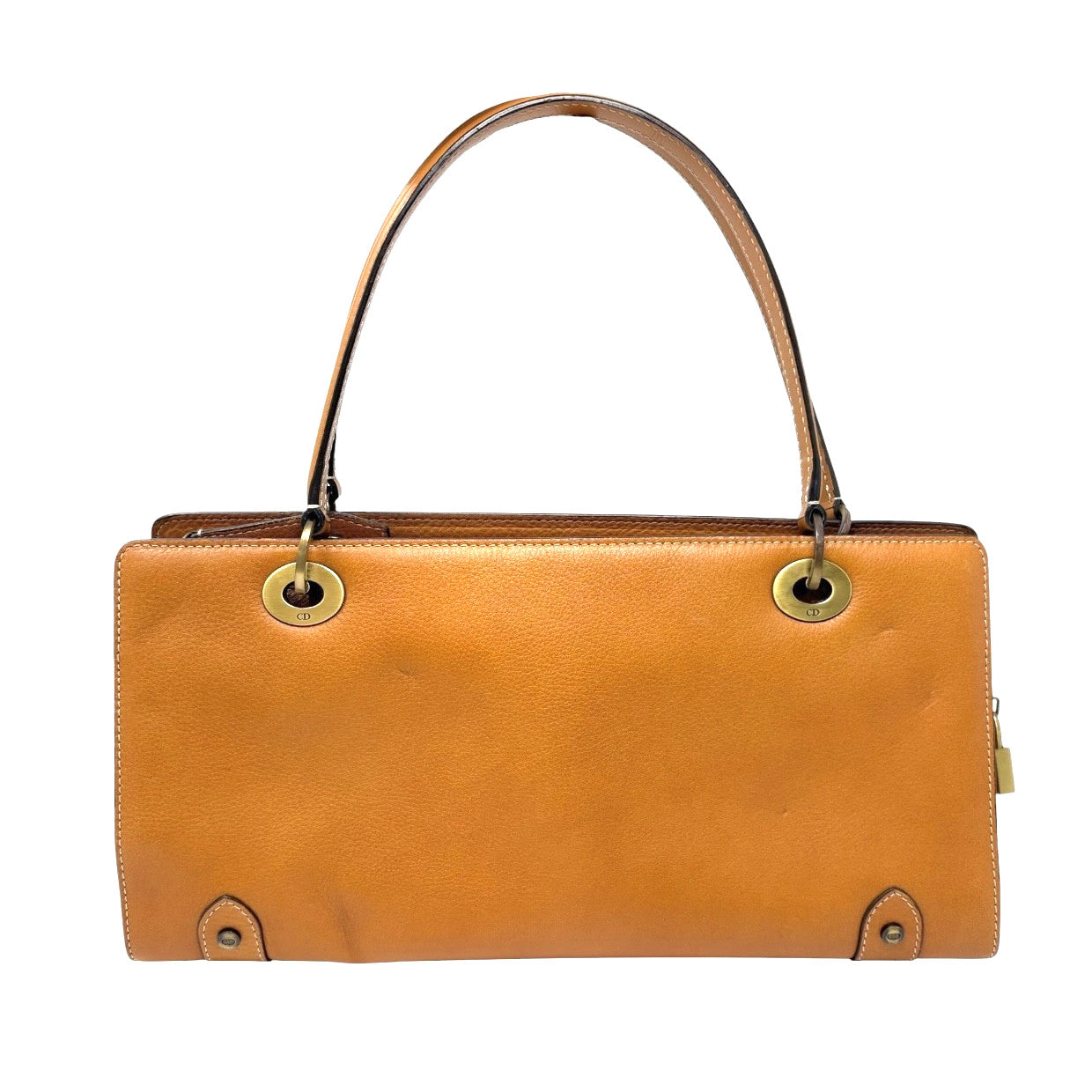 Christian Dior Vintage East West Lady Dior Shoulder Bag Brown Gold 901897