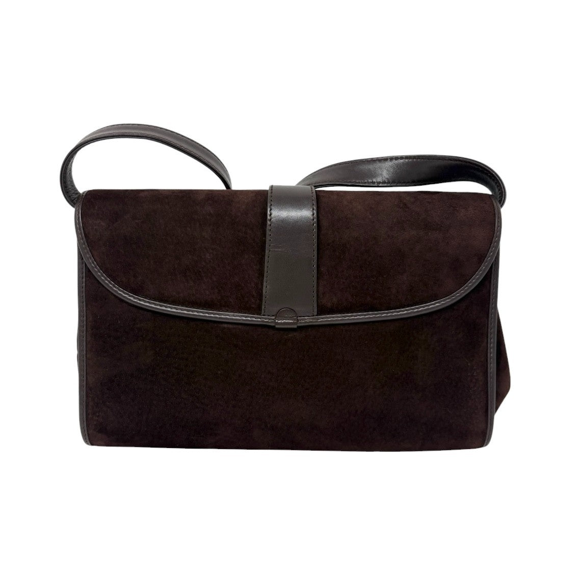 GUCCI Vintage Logo Horsebit Crossbody Bag Brown Gold Suede Leather 902824