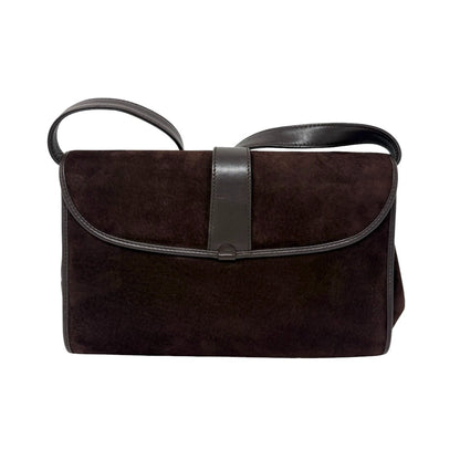 GUCCI Vintage Logo Horsebit Crossbody Bag Brown Gold Suede Leather 902824