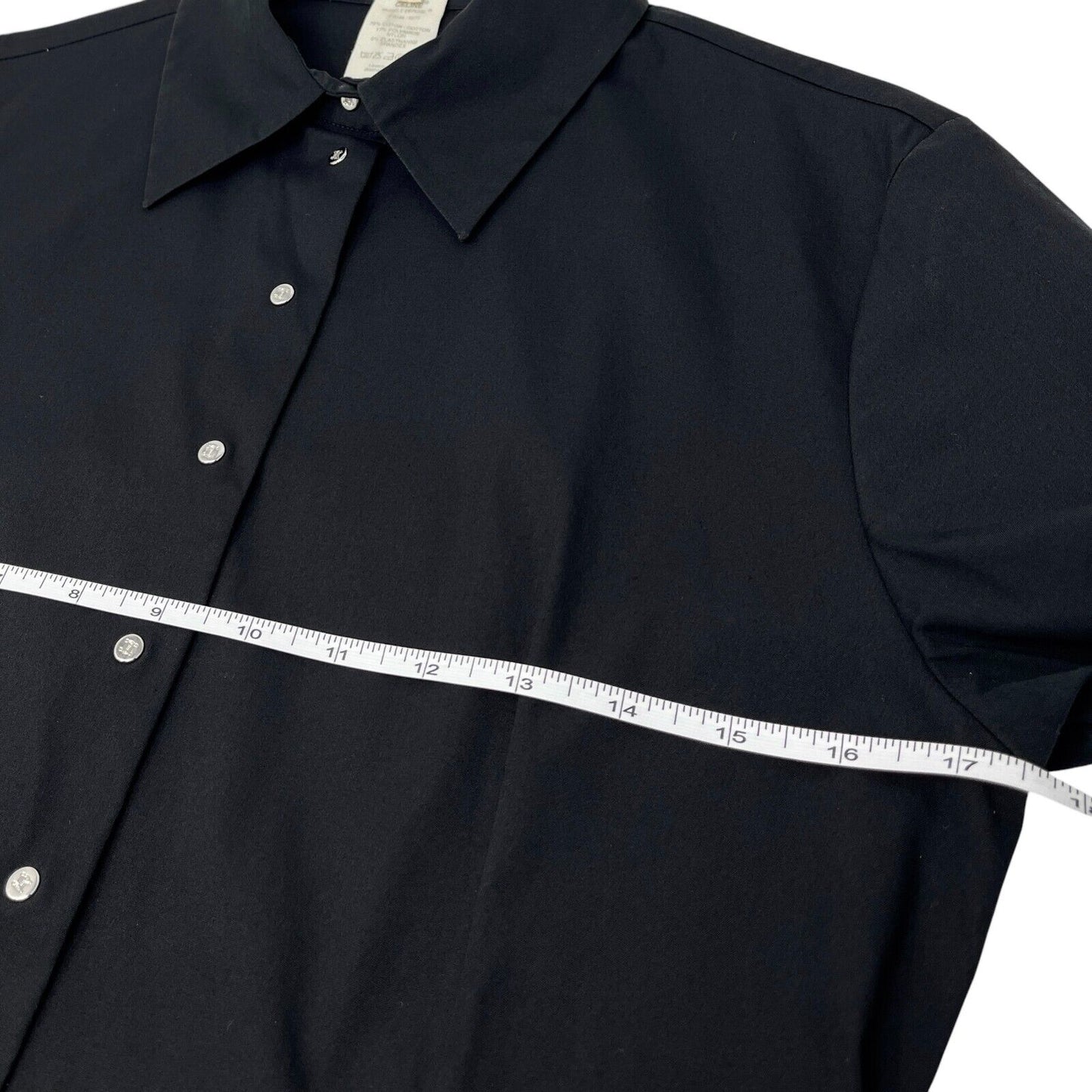 CELINE Vintage Logo Button Up Shirt #40 Blouse Top Black Silver Cotton