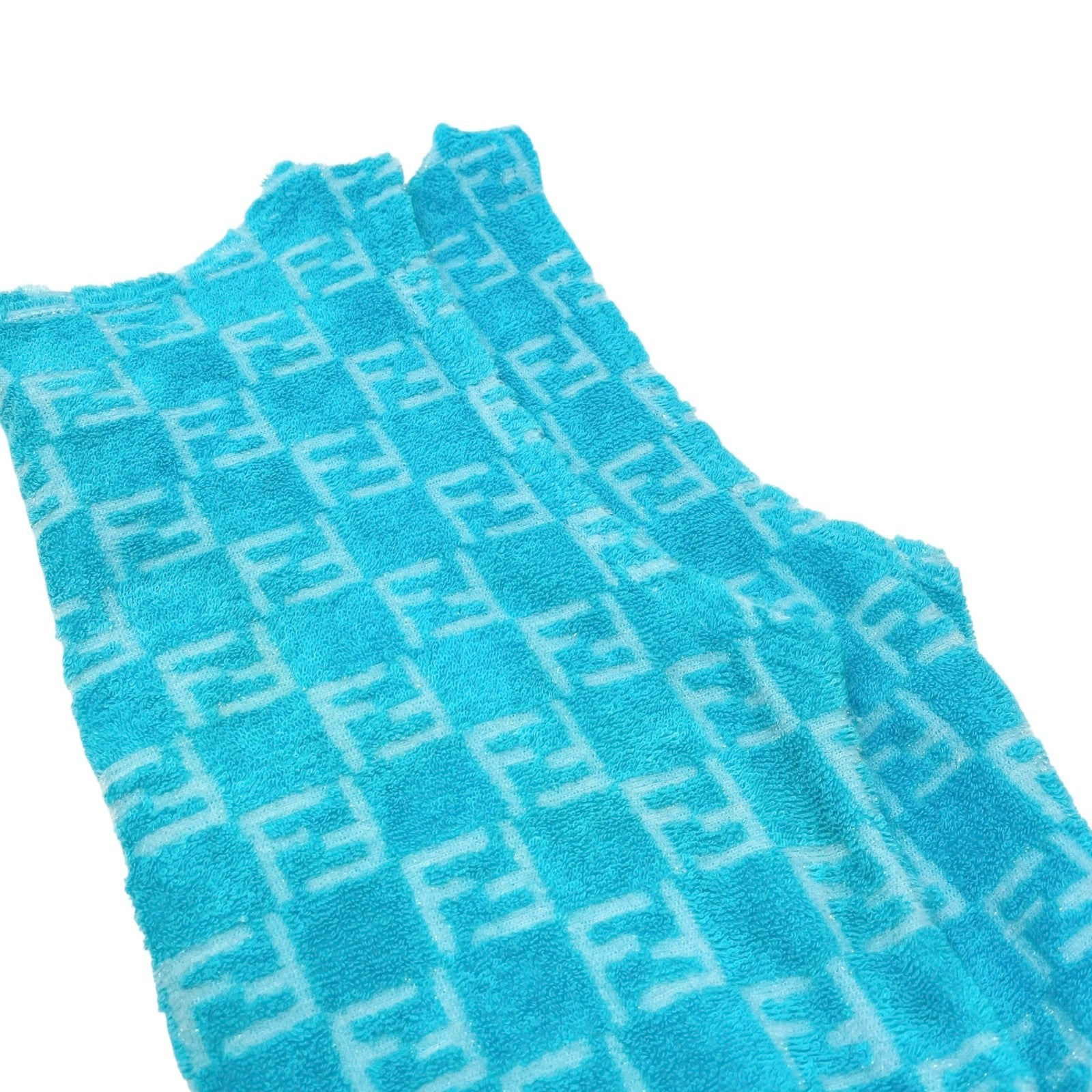 FENDI Vintage Zucchino Monogram Tank Top Short Pants Set #40 #44 Cropped Blue