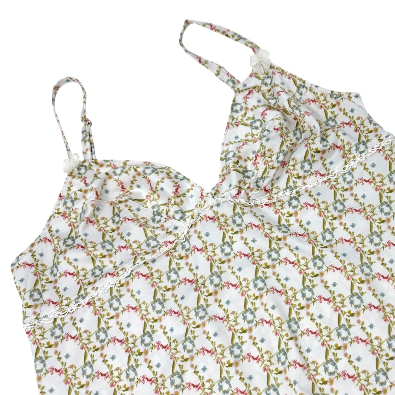 Christian Dior Vintage Floral Print Satin Camisole Top #40 Multicolor Polyester