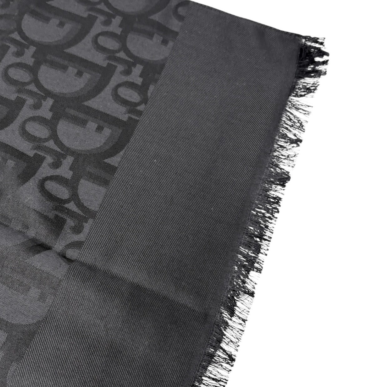 Christian Dior Vintage Trotter Monogram Long Scarf Wrap Silk Black 901831