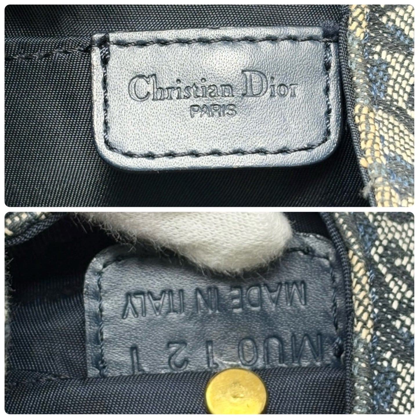 Christian Dior Vintage 2001 Trotter Monogram Mini D Charm Bag Handbag Blue 90128