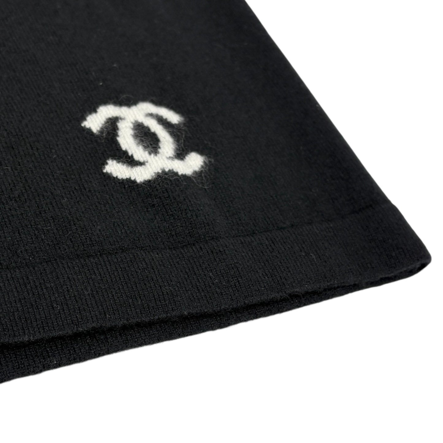 CHANEL Vintage 04A CC Logo Knit Polo Shirt Top Sweater #38 Cashmere Black