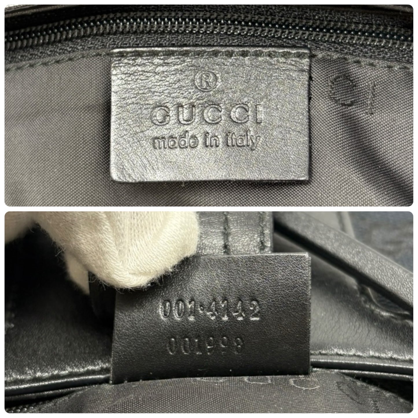 GUCCI Vintage G Square GG Monogram Shoulder Bag Magnetic Black Gold Leather