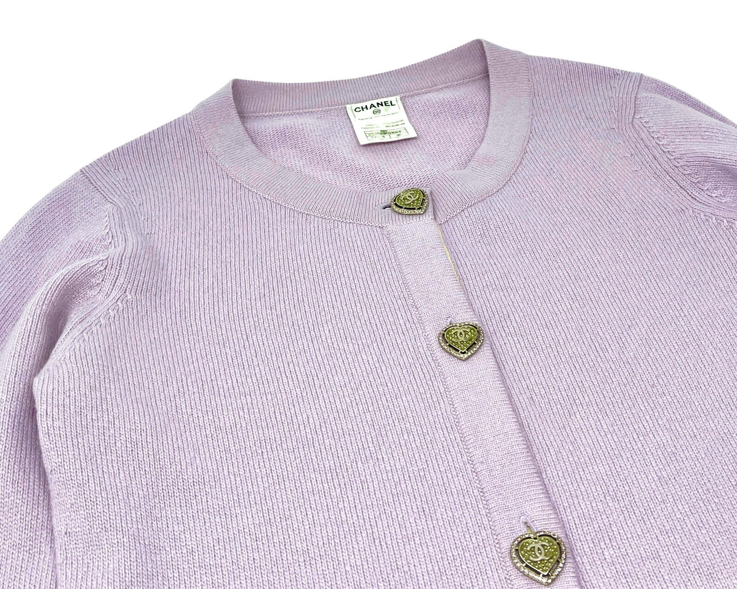CHANEL Vintage 09C CC Logo Long Knit Cardigan #36 Rhinestone Cashmere Purple