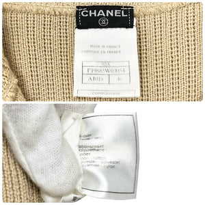 CHANEL Sport Vintage 02A CC Mark Logo Zipped Knit Jacket #46 Beige Wool RankAB+