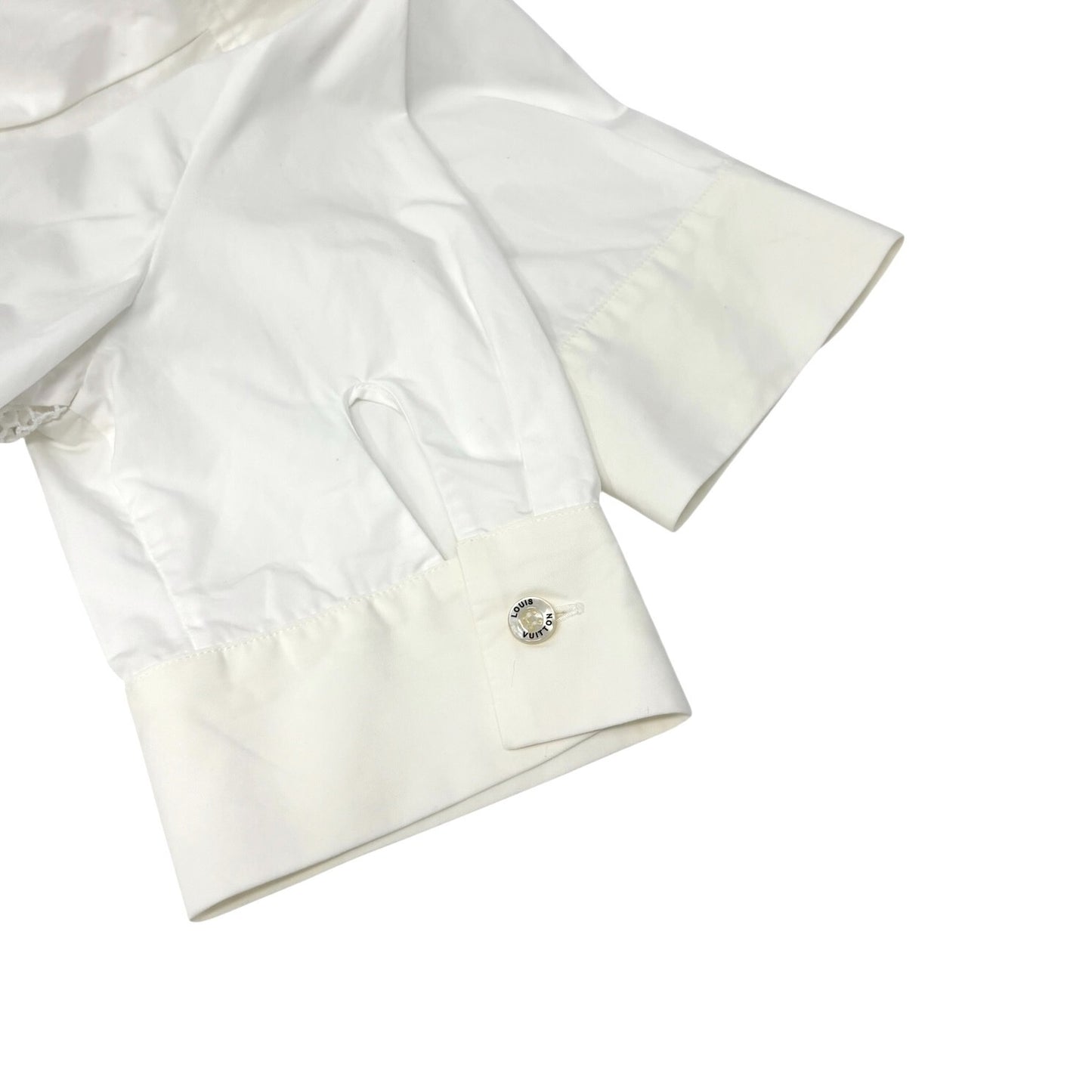 LOUIS VUITTON Vintage Monogram Logo Shirt Top #34 Button Up Lace Short Sleeve